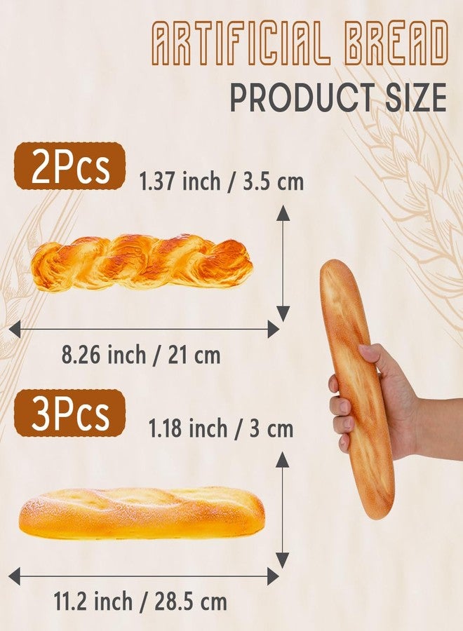 مجموعة خبز ياتينكيم المزيفة، 5 قطع، خبز فرنسي صناعي للعرض، أرغفة مزيفة، ديكور طعام، رغيف باغيت ملتوي واقعي، محاكاة رغيف طويل للحلويات، دعامة تصوير، أعواد خبز، نموذج متجر، شعير - Image 4